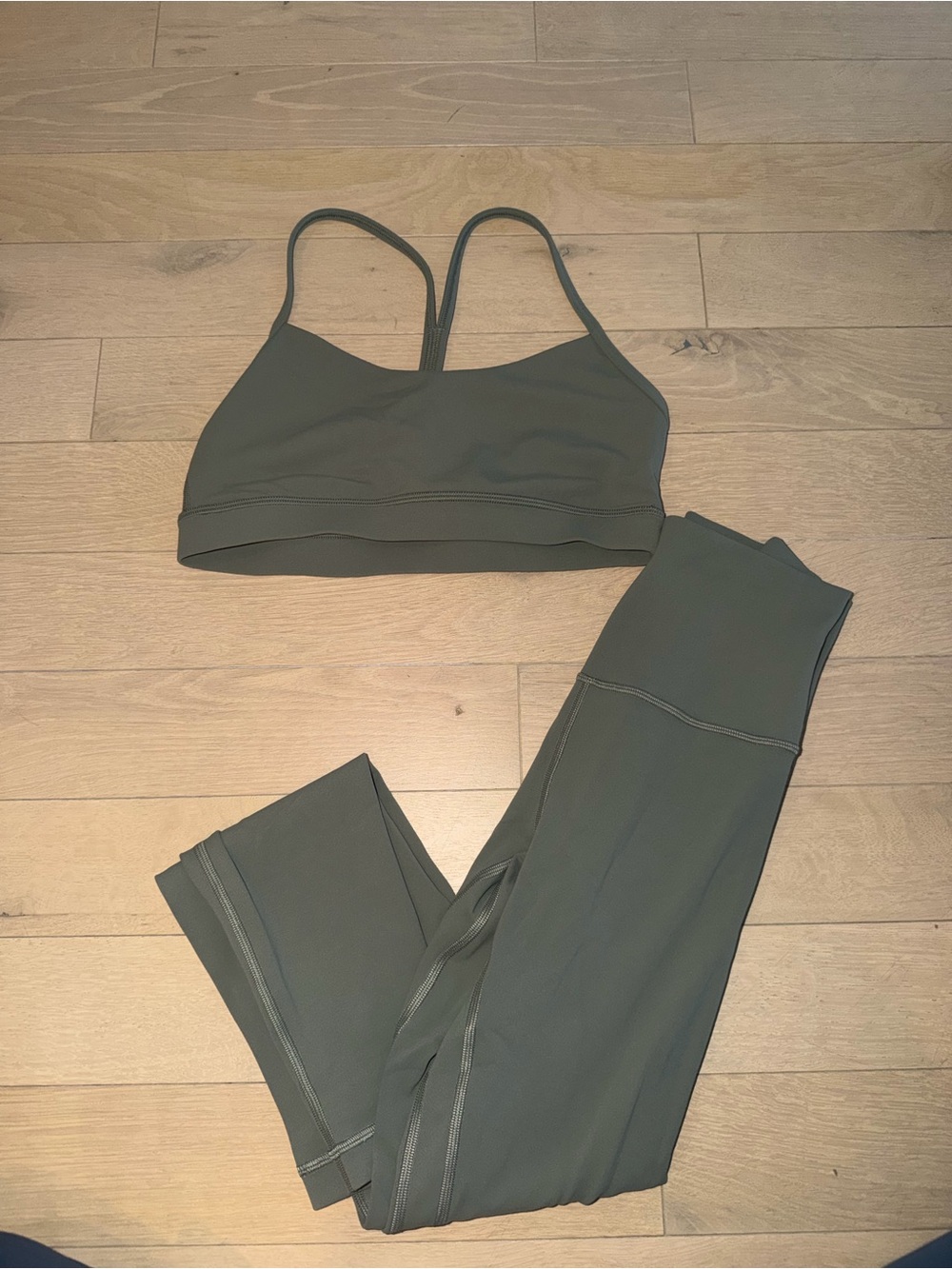 Lululemon Sage Green Sports Bra and Legging | Bra Size 6 & Leggings Size 4
